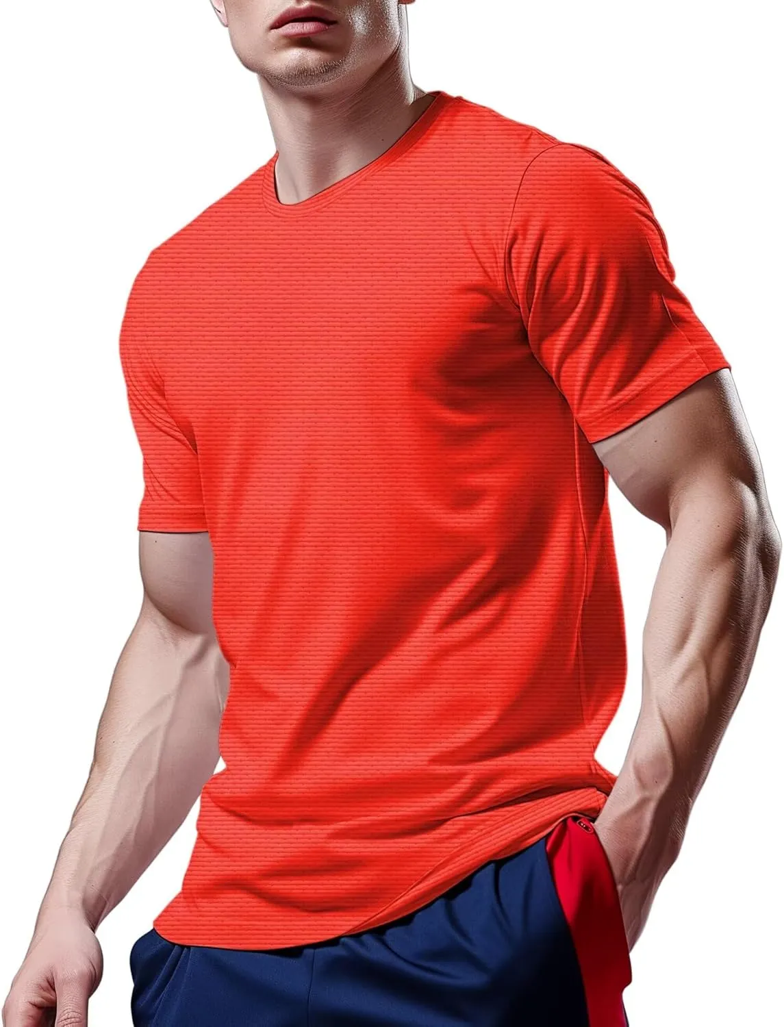 Mens Workout Shirts Dry Fit, Running Top Athletic Tee Moisture Wicking Crewneck Gym T-Shirts Short Sleeve