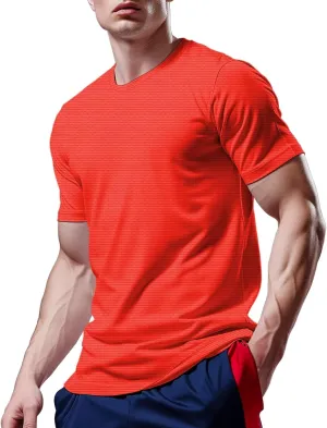 Mens Workout Shirts Dry Fit, Running Top Athletic Tee Moisture Wicking Crewneck Gym T-Shirts Short Sleeve