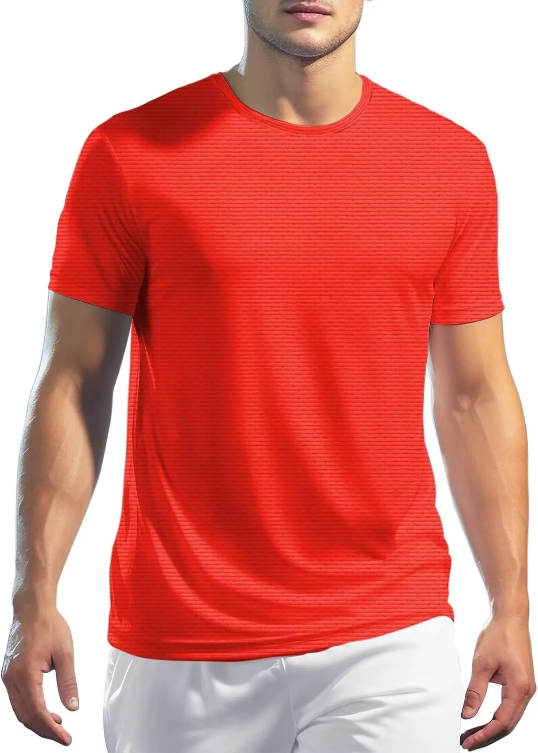 Mens Workout Shirts Dry Fit, Running Top Athletic Tee Moisture Wicking Crewneck Gym T-Shirts Short Sleeve