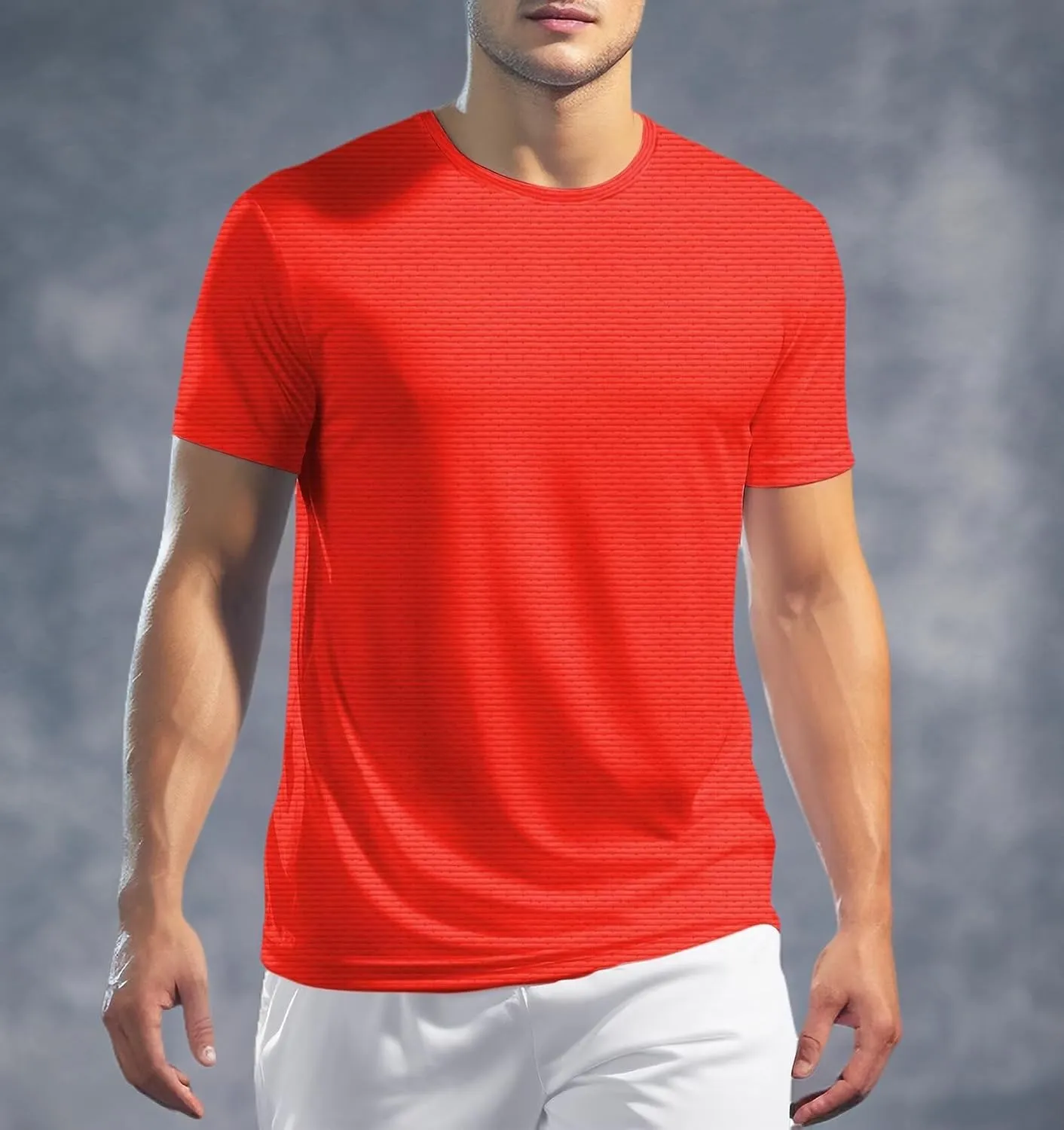 Mens Workout Shirts Dry Fit, Running Top Athletic Tee Moisture Wicking Crewneck Gym T-Shirts Short Sleeve