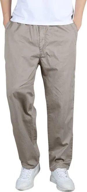 MIDOO Pants for Men Baggy Drawstring Chino Cargo Pants Lightweight Hiking Pants Outdoor Twill Track Jogging