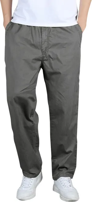MIDOO Pants for Men Baggy Drawstring Chino Cargo Pants Lightweight Hiking Pants Outdoor Twill Track Jogging