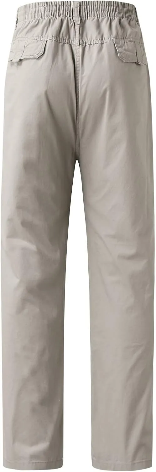 MIDOO Pants for Men Baggy Drawstring Chino Cargo Pants Lightweight Hiking Pants Outdoor Twill Track Jogging