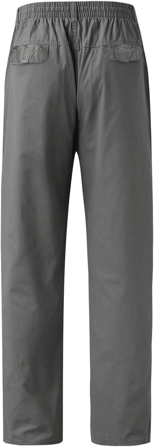MIDOO Pants for Men Baggy Drawstring Chino Cargo Pants Lightweight Hiking Pants Outdoor Twill Track Jogging