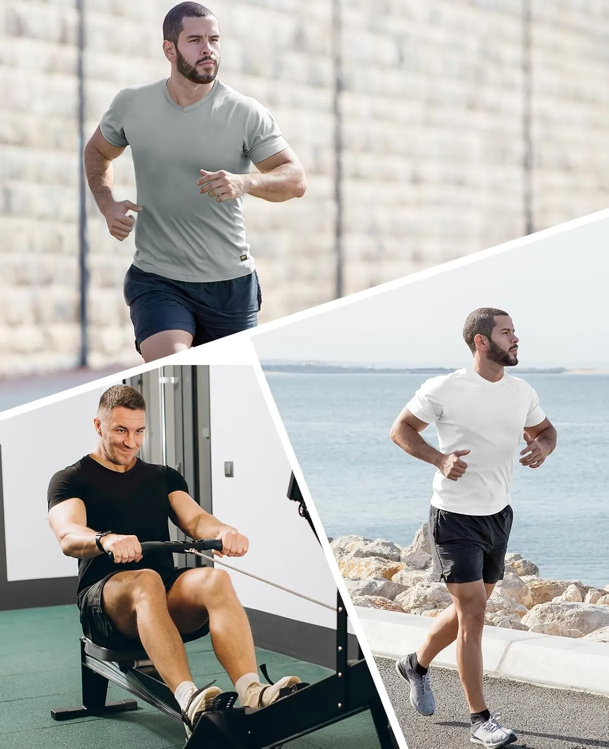 MIER Men's Quick Dry Workout Shirts Moisture Wicking Running Athletic Performance T-Shirts V Neck Top Tee, 2 Pack