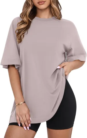 MIHOLL Womens Oversized T Shirts Short Sleeve Crewneck Summer Tops Casual Loose Basic Tees