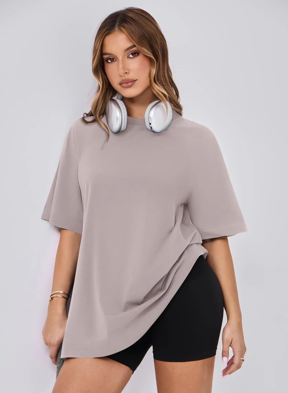 MIHOLL Womens Oversized T Shirts Short Sleeve Crewneck Summer Tops Casual Loose Basic Tees