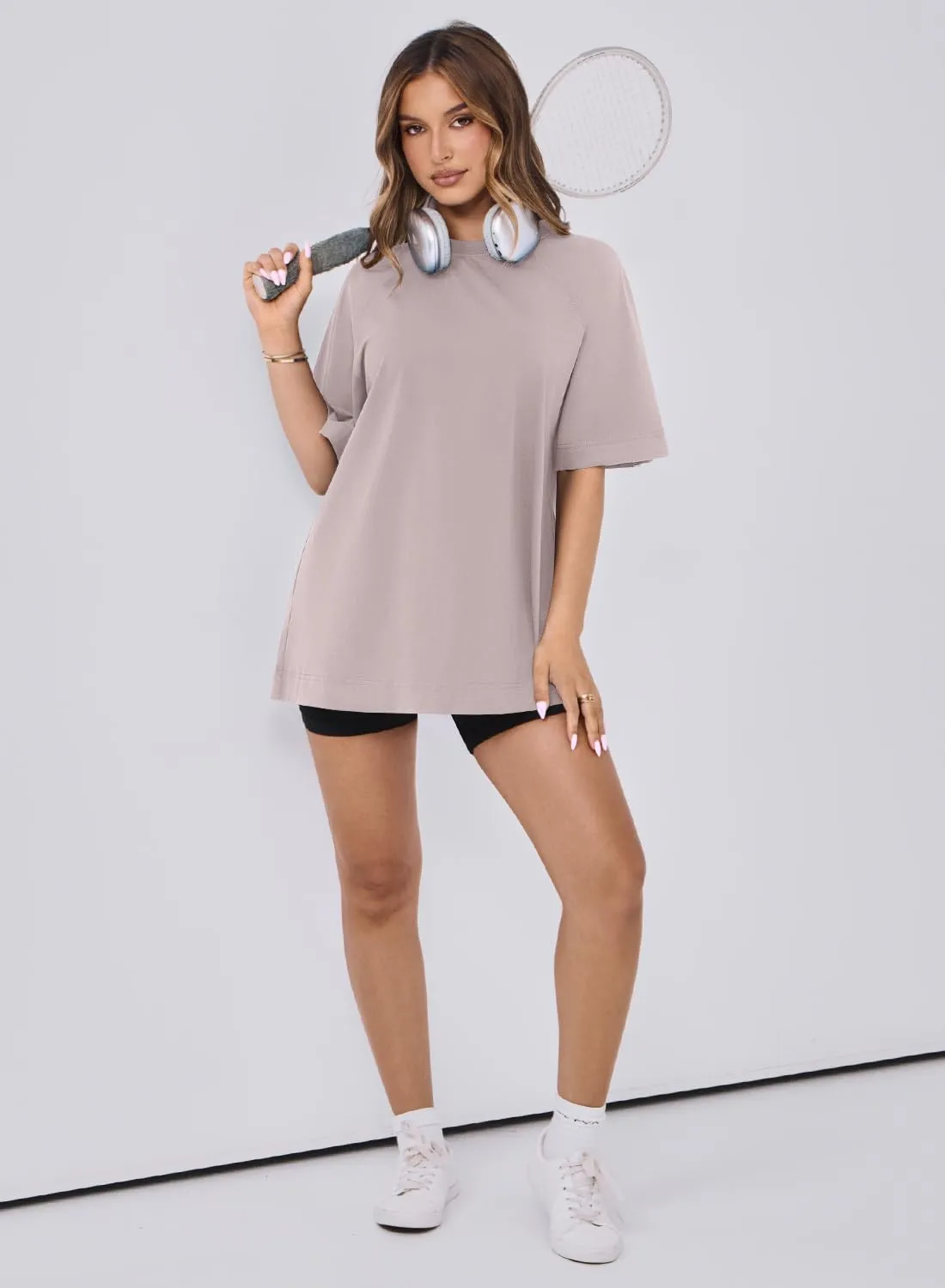 MIHOLL Womens Oversized T Shirts Short Sleeve Crewneck Summer Tops Casual Loose Basic Tees