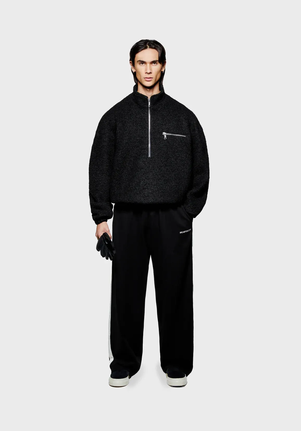 MKI MIYUKI ZOKU Boucle Quarter Zip Sweatshirt Black