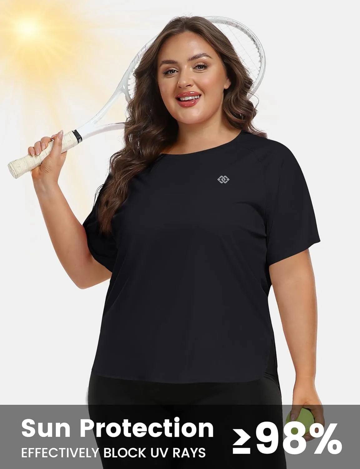 MoFiz Women's Plus Size Workout Tops Short Sleeve Running Shirts UPF 50  Hiking T-Shirts Quick Dry Athletic Top