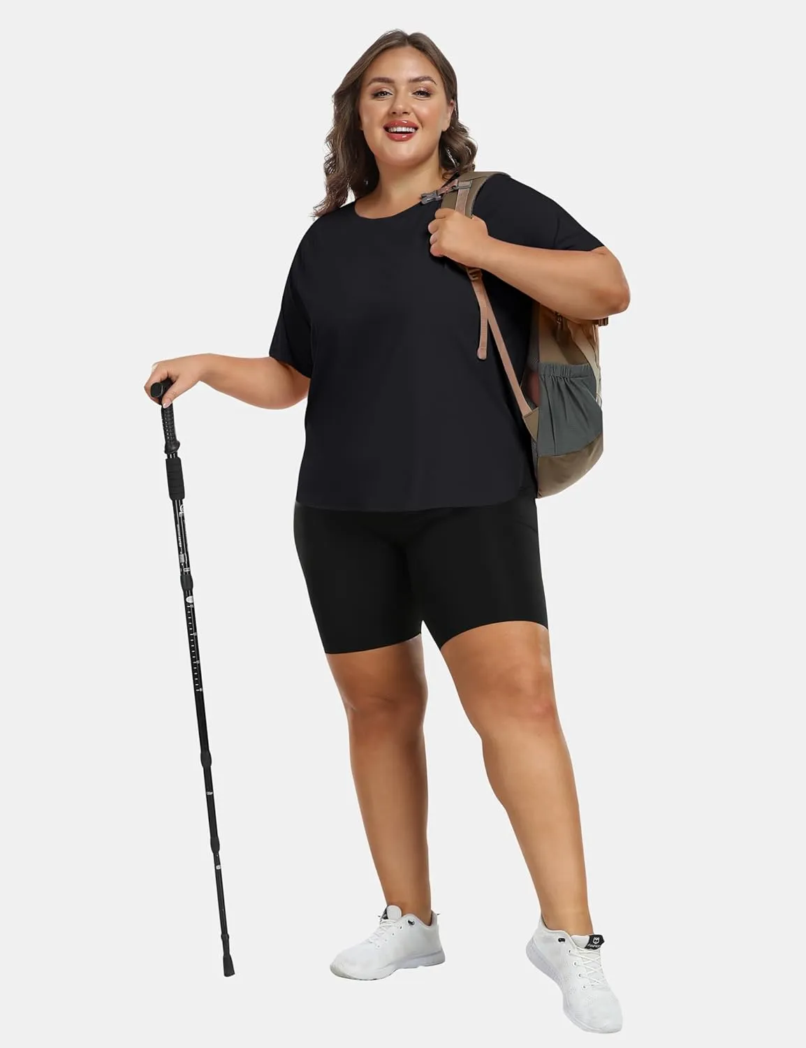 MoFiz Women's Plus Size Workout Tops Short Sleeve Running Shirts UPF 50  Hiking T-Shirts Quick Dry Athletic Top
