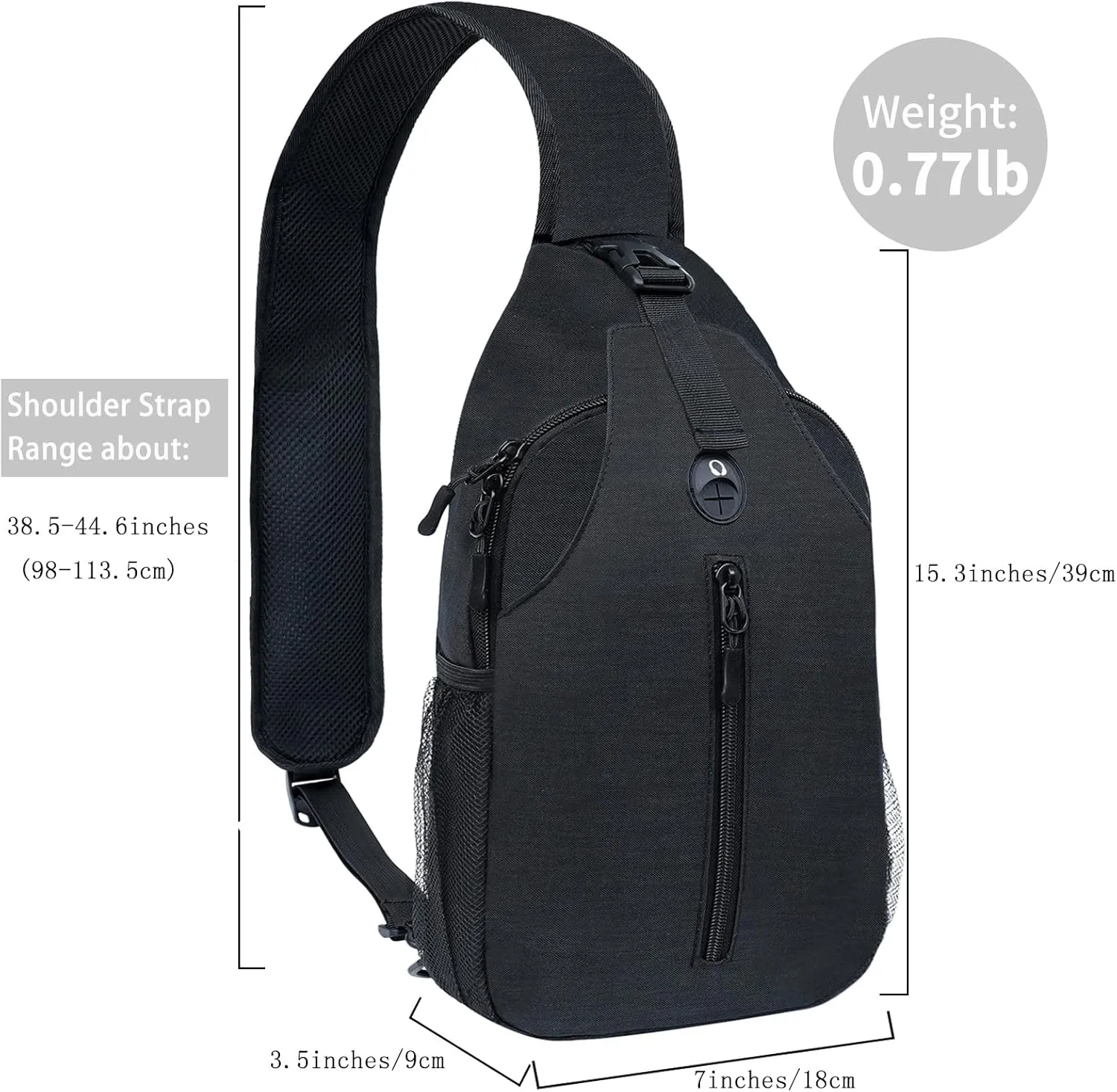Monoki Sling-Bag Crossbody-Bag Women-Men Backpack-Daypack - Hiking Chest Travel with Water Bottle Pocket Adjustable Strap Multiple Layers Black