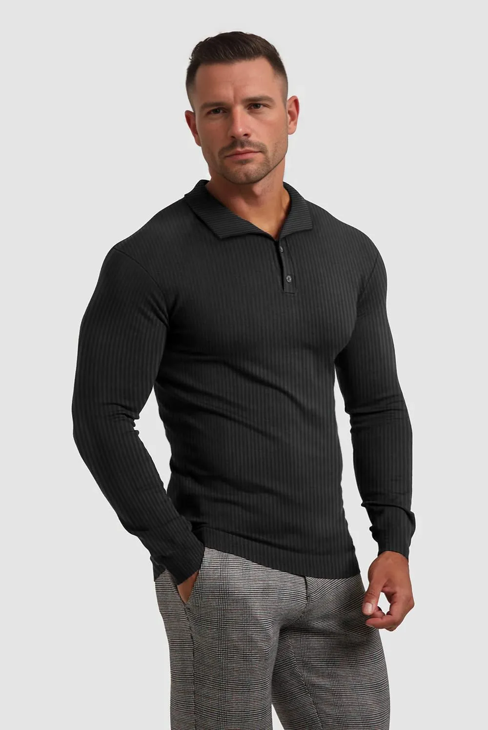 Muscle Cmdr Men's Slim Fit Muscle Polo Shirts Long&Short Sleeve Stretch Quick Dry Tee Casual Golf Athletic T-Shirts