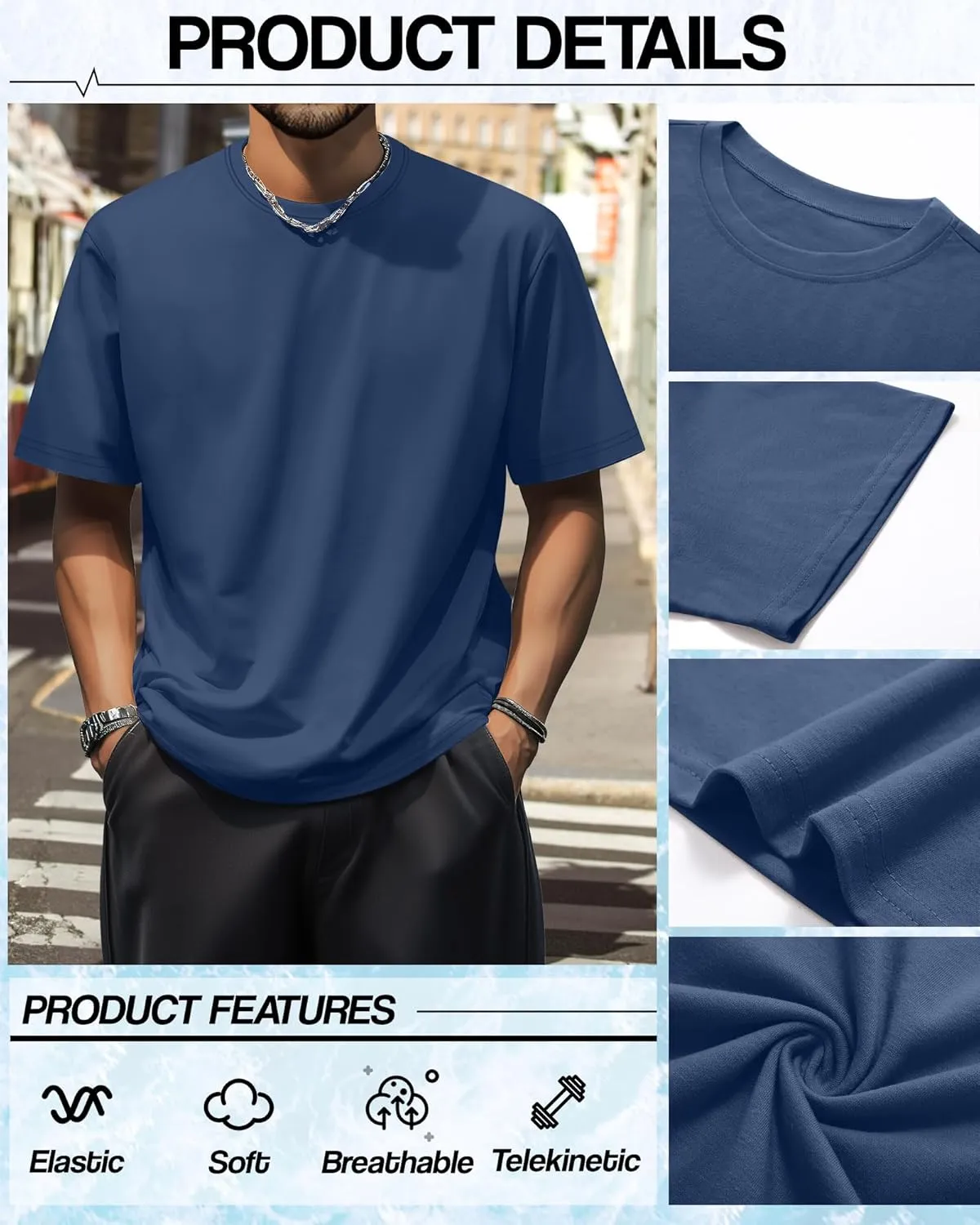 Neer 4 Pack Men's Big and Tall Shirts Summer Cotton Short Sleeve Tee Crew Neck Casual Top Basic Oversize T Shirts