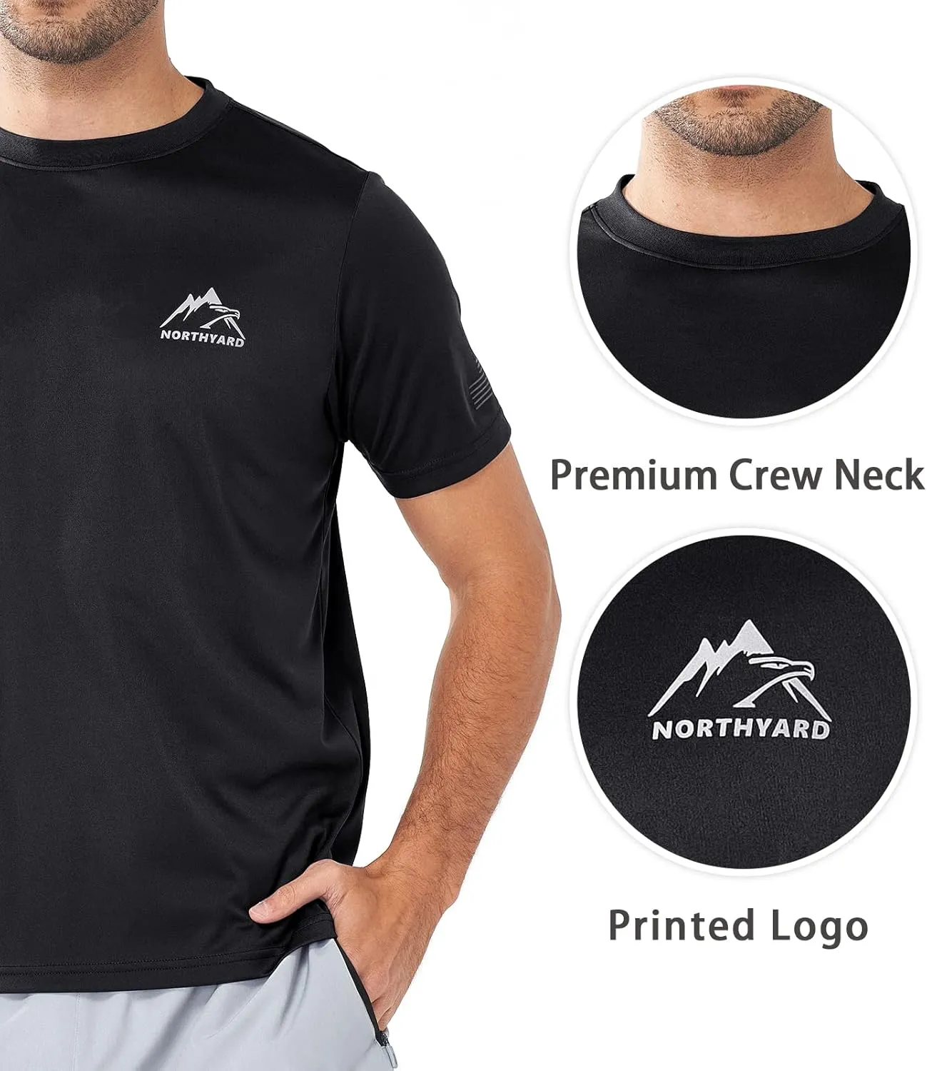 NORTHYARD Men's UPF 50  Sun Protection Shirts Swim SPF UV Quick Dry Short Sleeve T-Shirts for Athletic Fishing Rash Guard