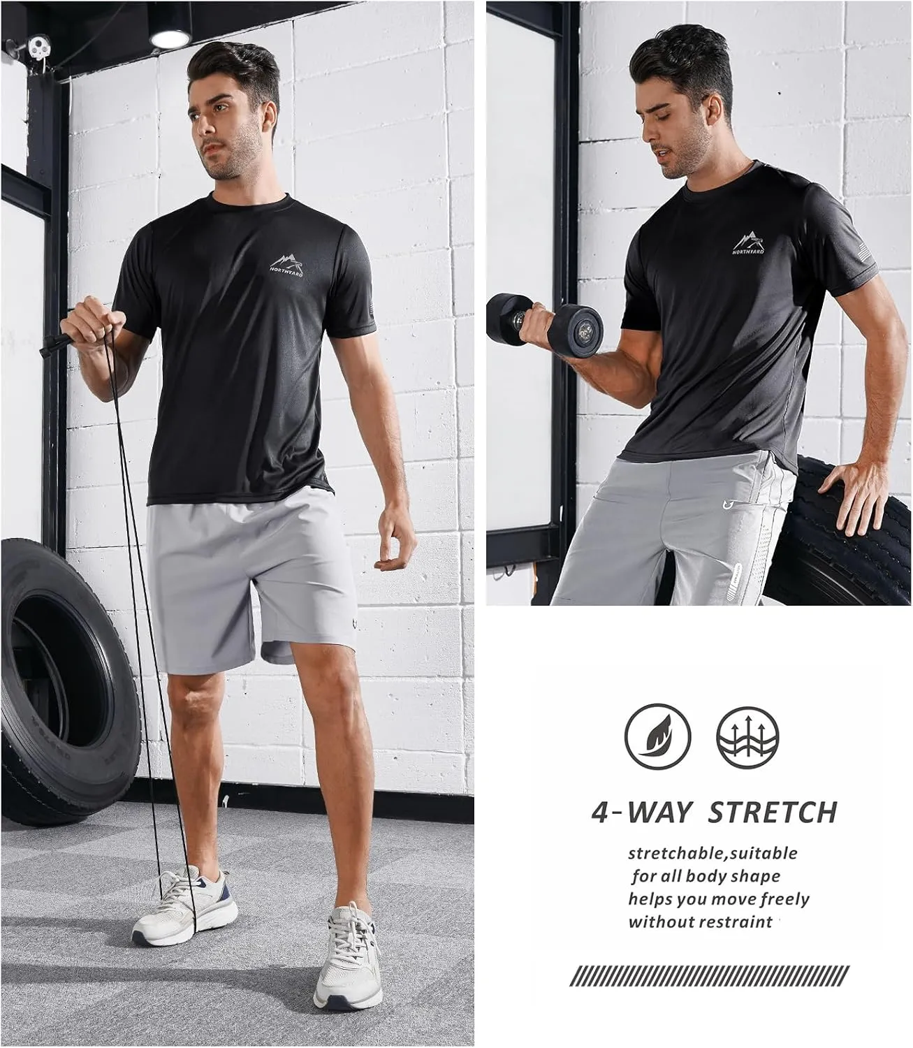 NORTHYARD Men's UPF 50  Sun Protection Shirts Swim SPF UV Quick Dry Short Sleeve T-Shirts for Athletic Fishing Rash Guard