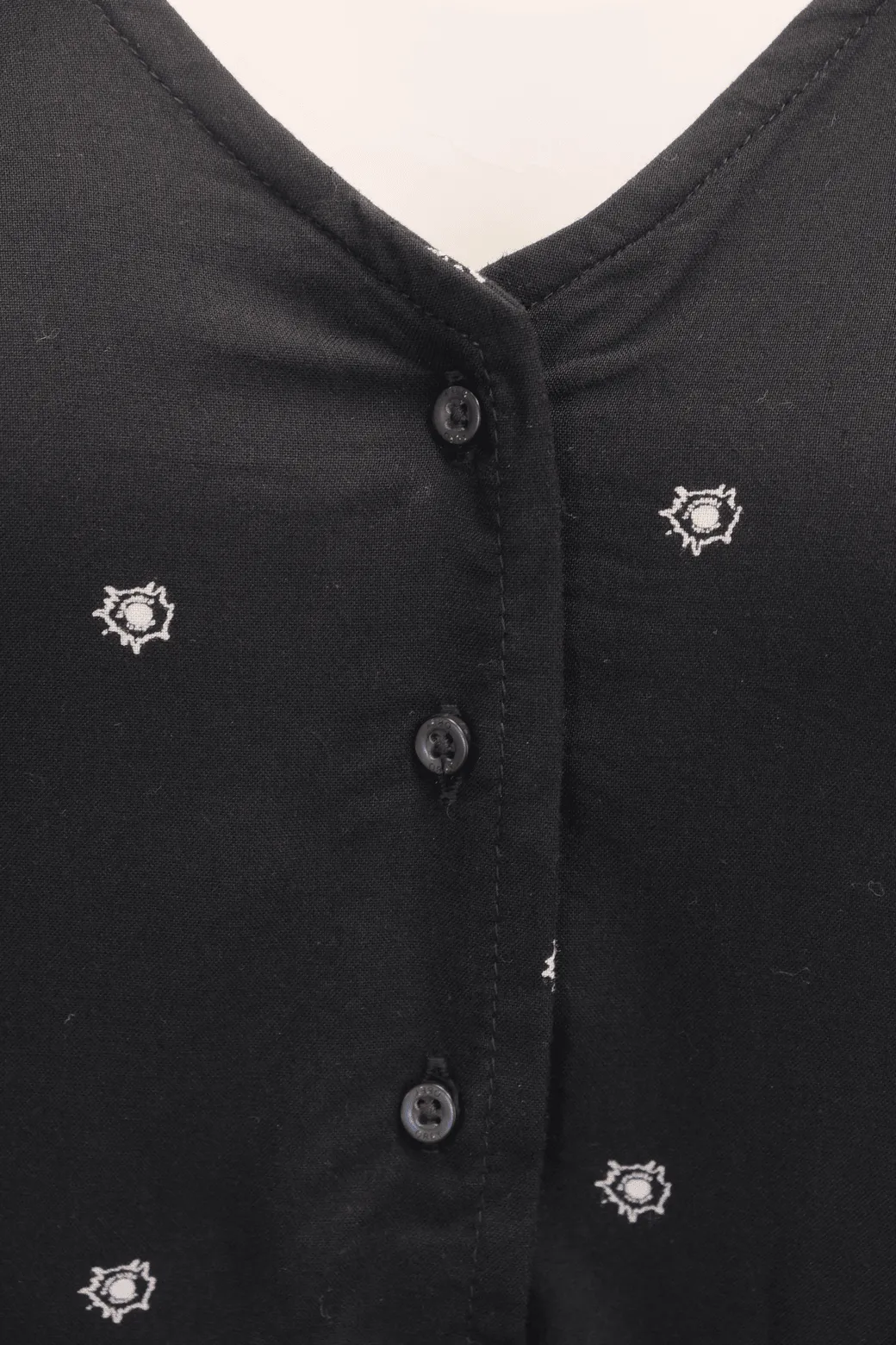 OBEY Women's Black Bullet Holes Cropped V-Neck L/S Shirt (S05)