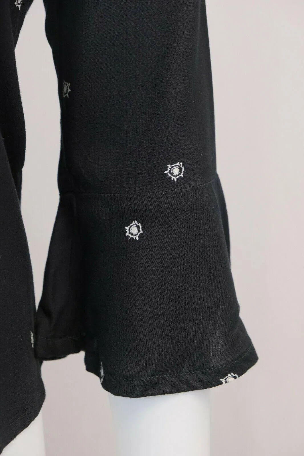 OBEY Women's Black Bullet Holes Cropped V-Neck L/S Shirt (S05)