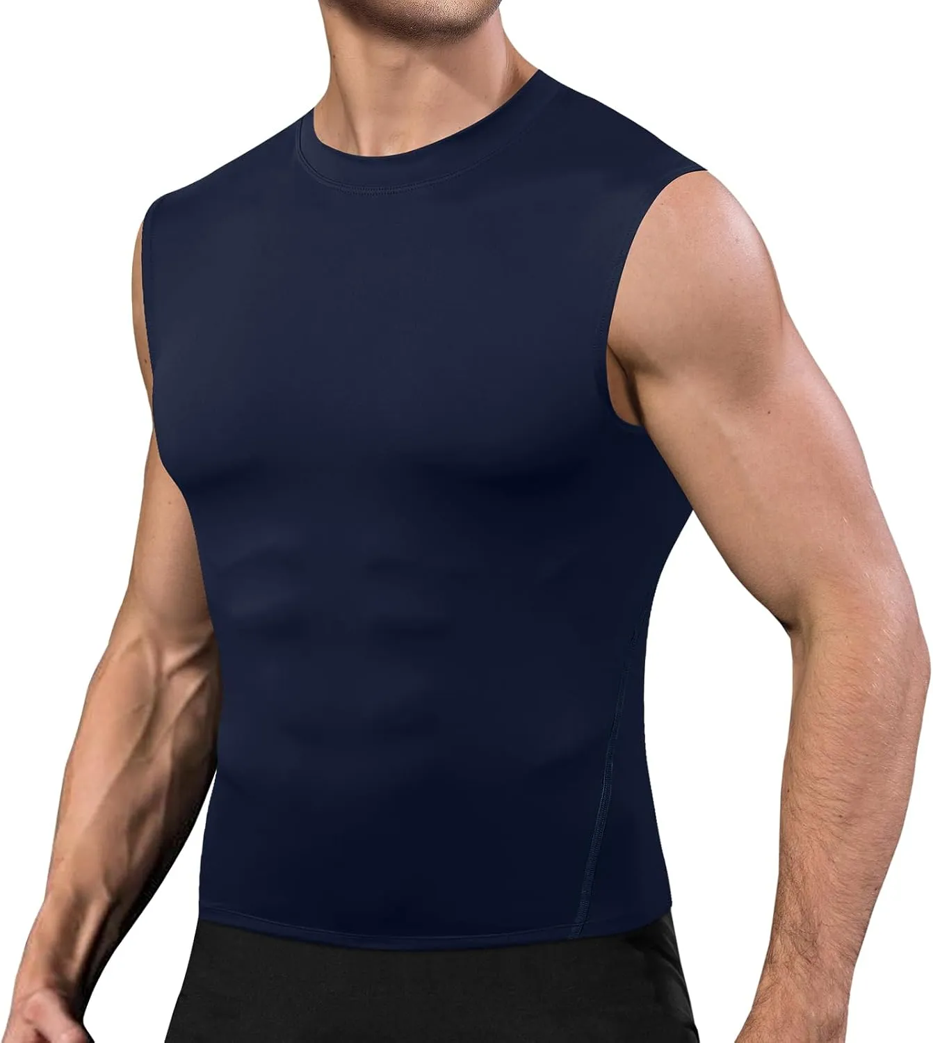 Odoland 5 Pack Men's Compression Sleeveless Shirts, Dry Fit Athletic Base Layer Tank Top, Sports Running Gym Workout Shirts