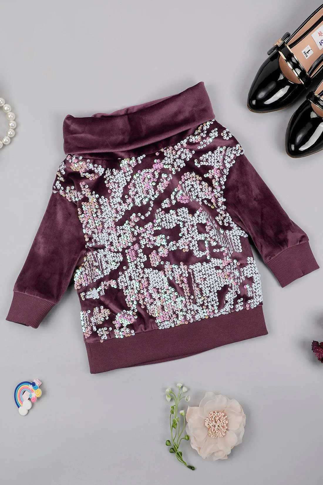 One Friday Kids Girls Purple Full Sleeve Top