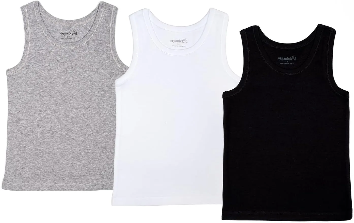 ORGANICKID Boys Organic Cotton Tank Top Sleveless Undershirts Toddler Underwear 3 Pack Tees