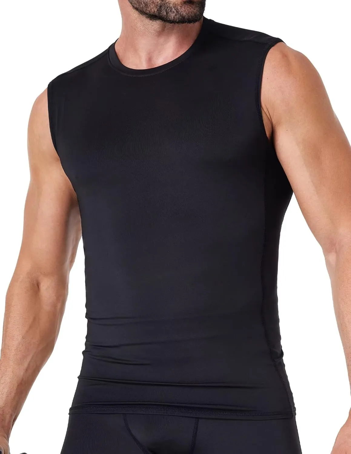 OYGSieg 6 or 3 Pack Men's Athletic Compression Shirts Sleeveless Tank Top Base Layer Sports Workout Shirts for Basketball