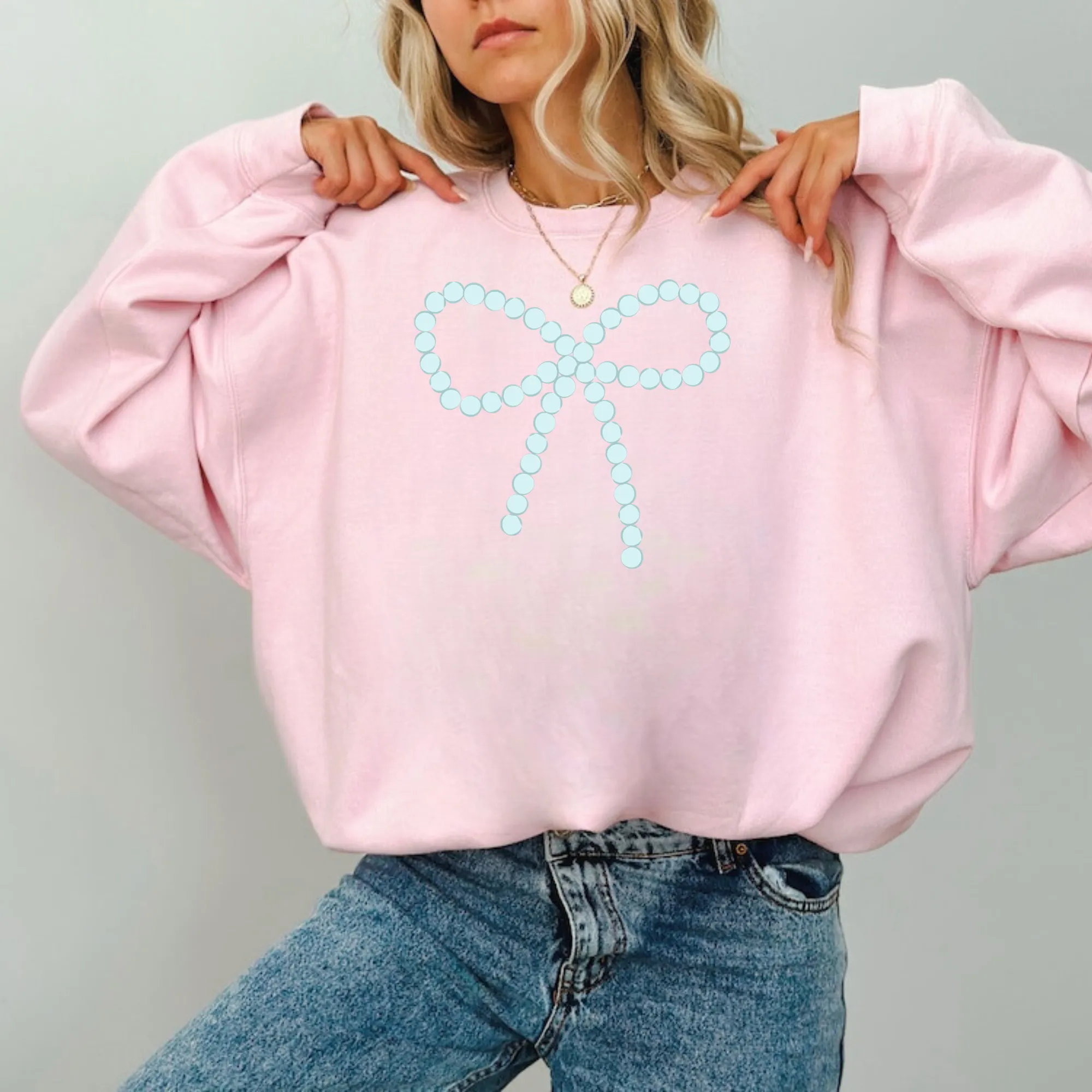 Pearl Bow Coquette Crewneck Sweatshirt