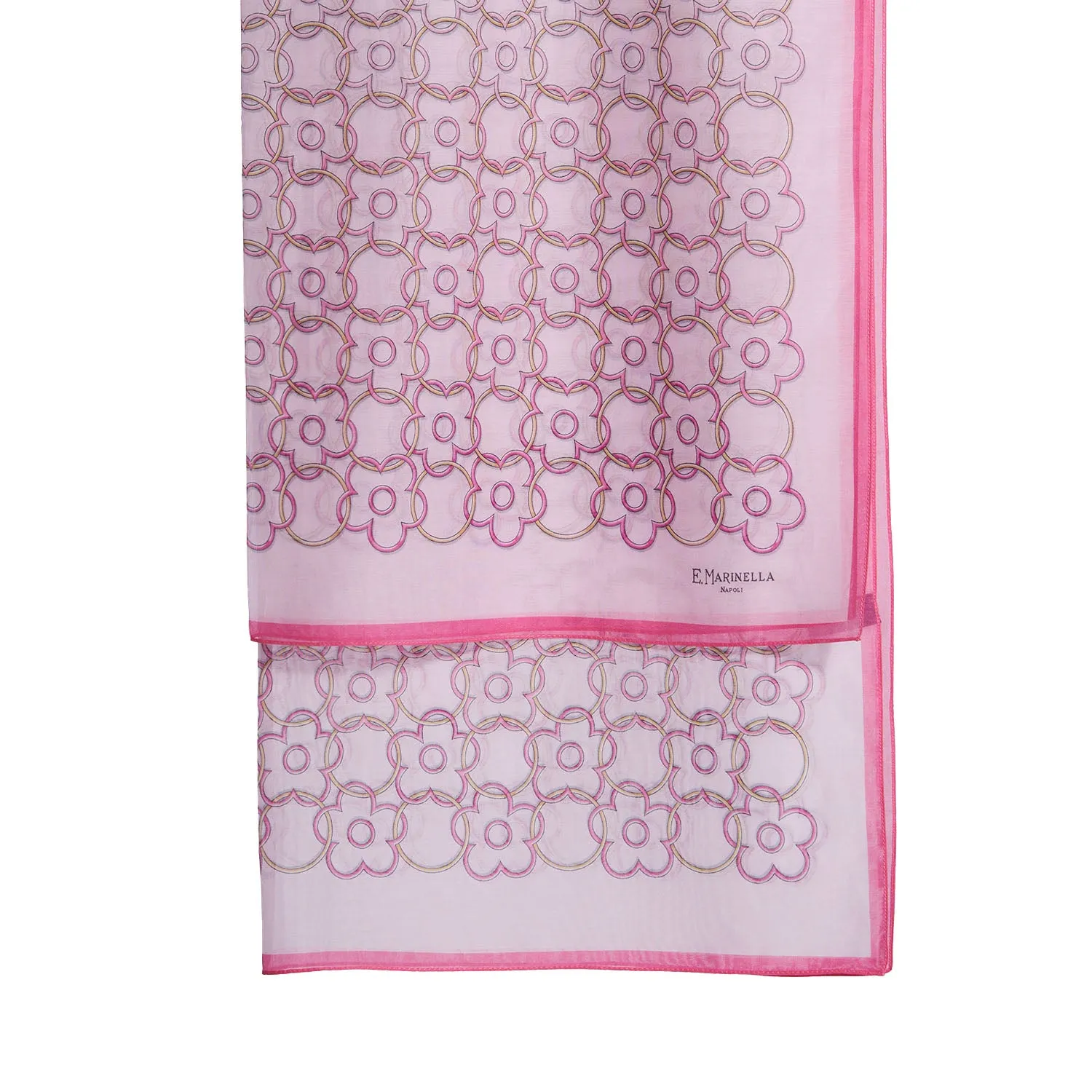 PINK TUBULAR SCARF IN COTTON VOILE AND SILK
