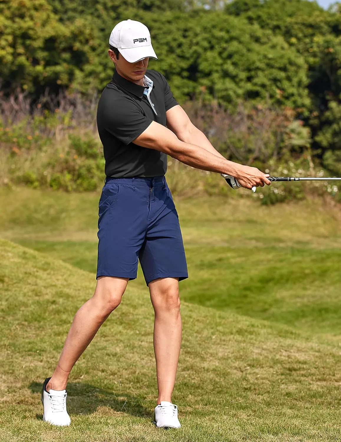 PINSPARK Mens Polo Shirts Short Sleeve Moisture Wicking Dry Fit Performance Casual Collared Polo Golf Shirts for Men