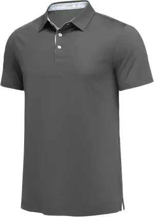 PINSPARK Mens Polo Shirts Short Sleeve Moisture Wicking Dry Fit Performance Casual Collared Polo Golf Shirts for Men