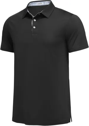PINSPARK Mens Polo Shirts Short Sleeve Moisture Wicking Dry Fit Performance Casual Collared Polo Golf Shirts for Men