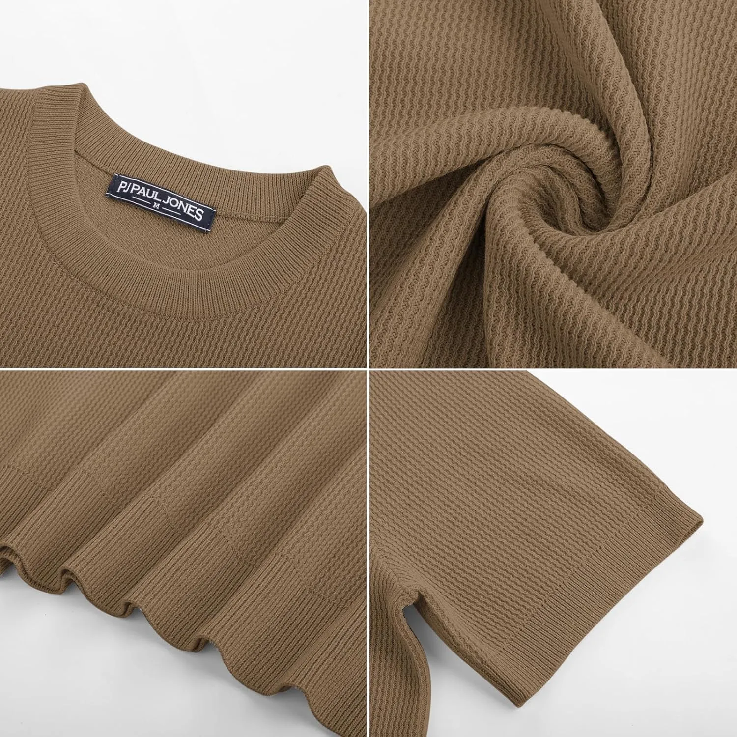 PJ PAUL JONES Mens T-Shirts Knit Short Sleeve Crewneck Shirt Casual Textured Pullover Tees