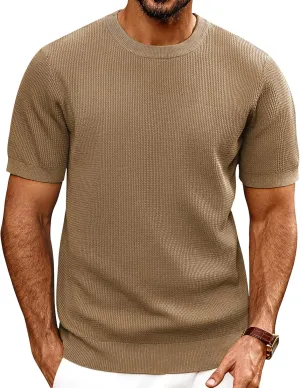 PJ PAUL JONES Mens T-Shirts Knit Short Sleeve Crewneck Shirt Casual Textured Pullover Tees