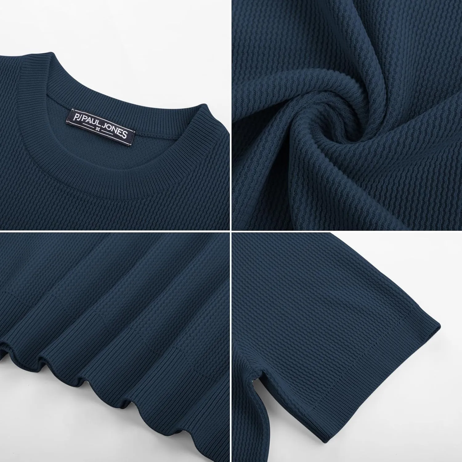 PJ PAUL JONES Mens T-Shirts Knit Short Sleeve Crewneck Shirt Casual Textured Pullover Tees