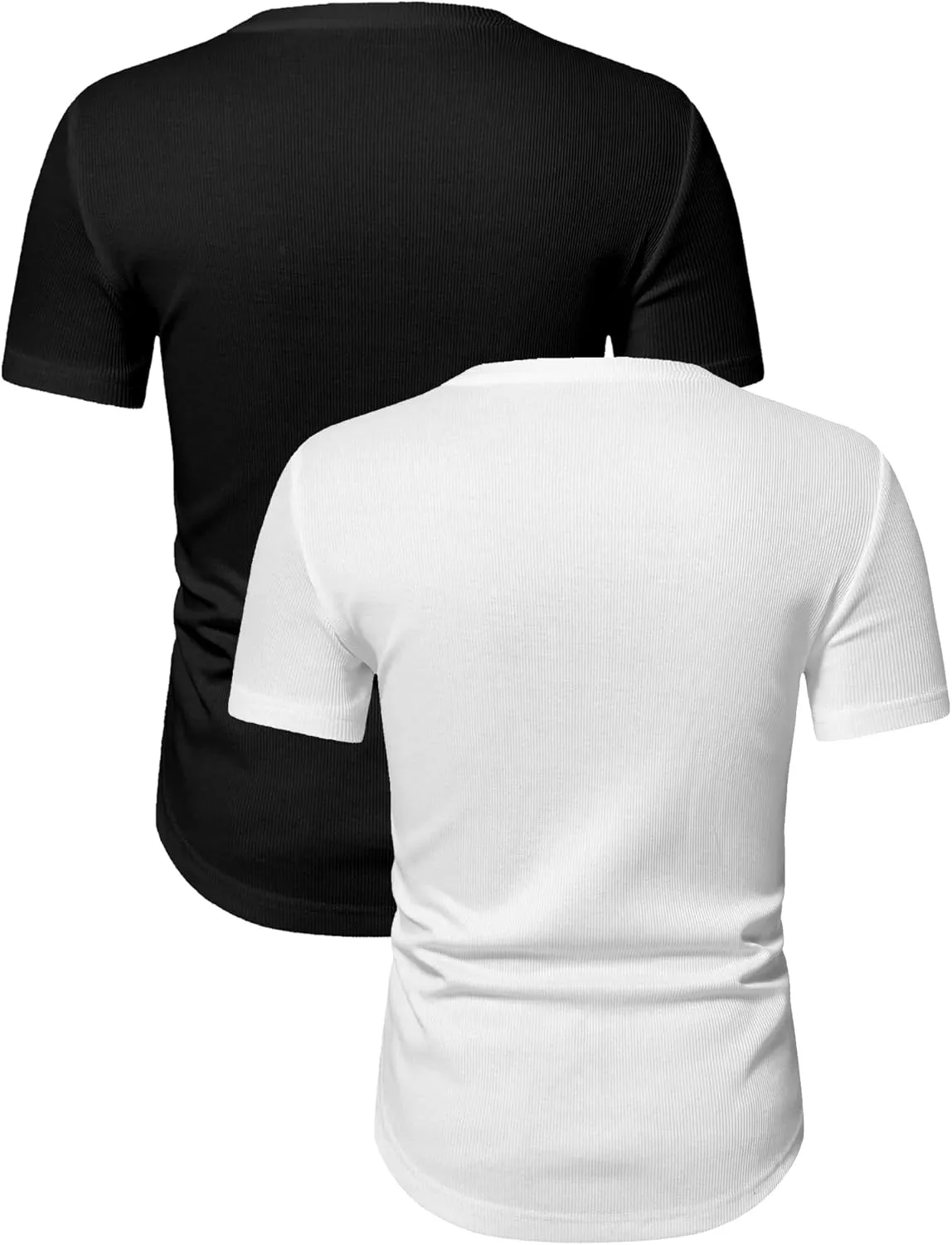 PLEPAN Mens Muscle T Shirts V Neck Short Sleeve Henley Shirt Hipster Longline Gym Workout Athletic Tee Shirts