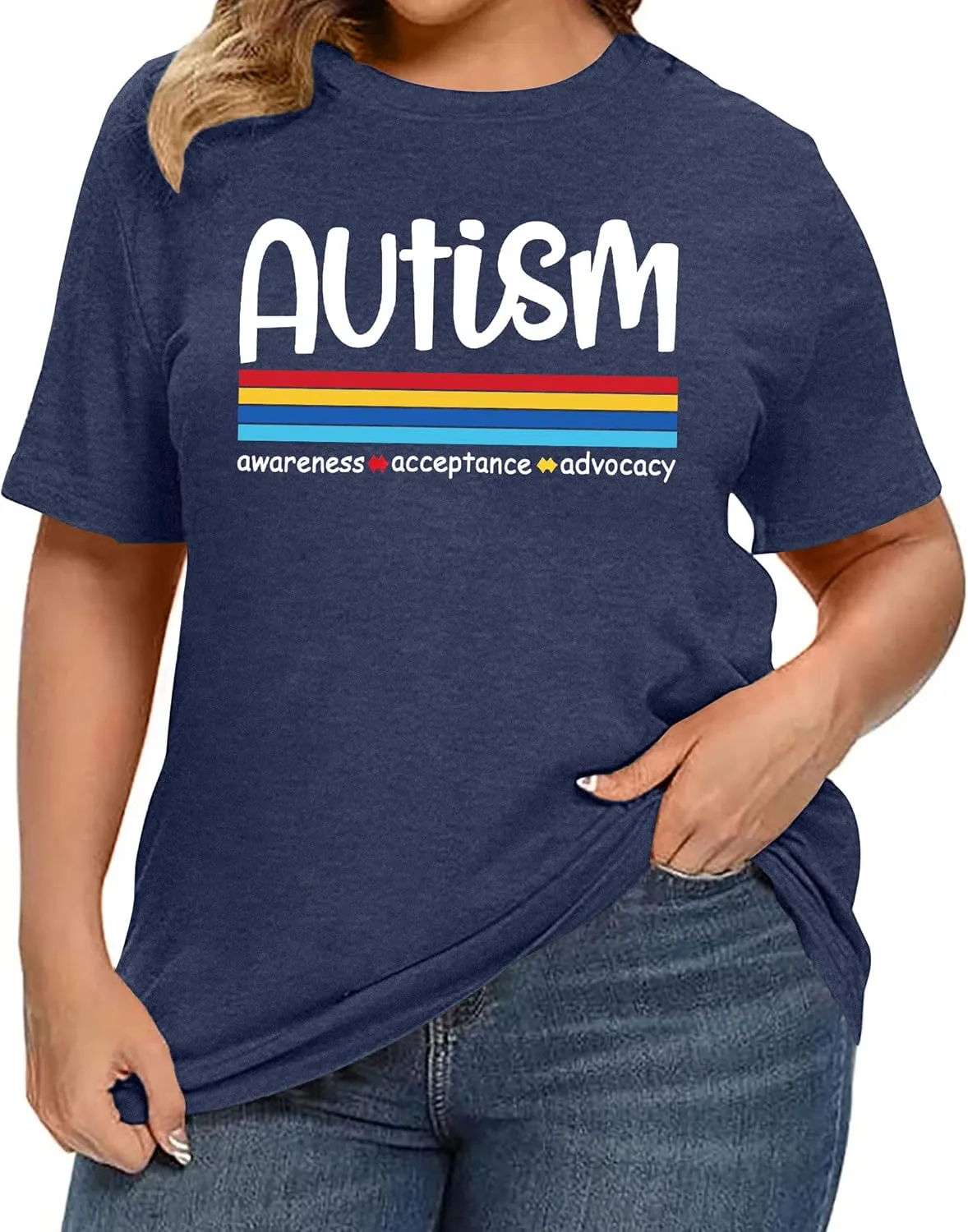 Plus Size Autism Shirt for Women Be Kind Autism Tshirt Autism Heart Graphic Tees Autism Accept Tops