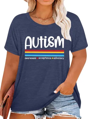 Plus Size Autism Shirt for Women Be Kind Autism Tshirt Autism Heart Graphic Tees Autism Accept Tops