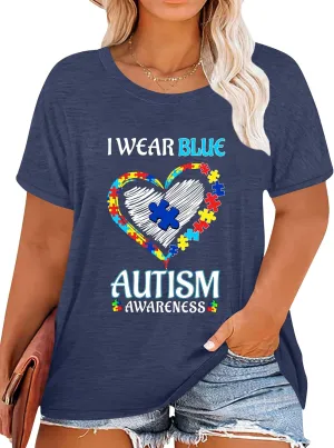 Plus Size Autism Shirt for Women Be Kind Autism Tshirt Autism Heart Graphic Tees Autism Accept Tops
