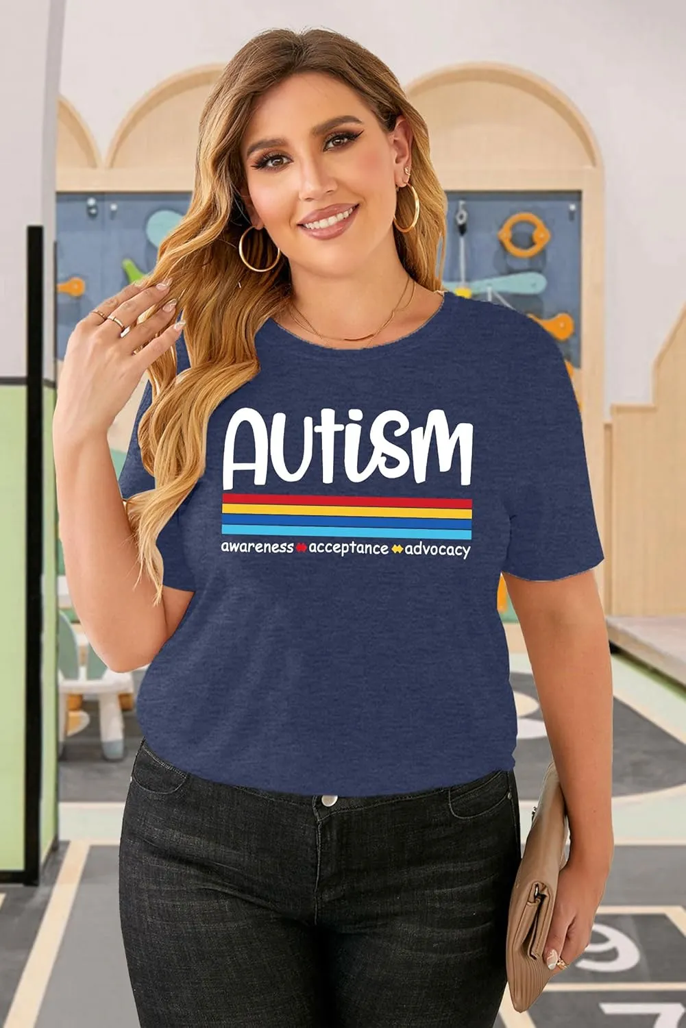 Plus Size Autism Shirt for Women Be Kind Autism Tshirt Autism Heart Graphic Tees Autism Accept Tops