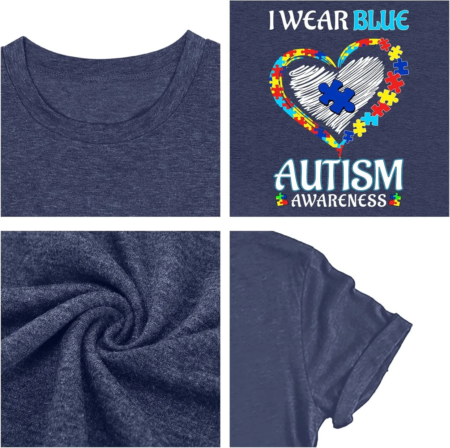 Plus Size Autism Shirt for Women Be Kind Autism Tshirt Autism Heart Graphic Tees Autism Accept Tops