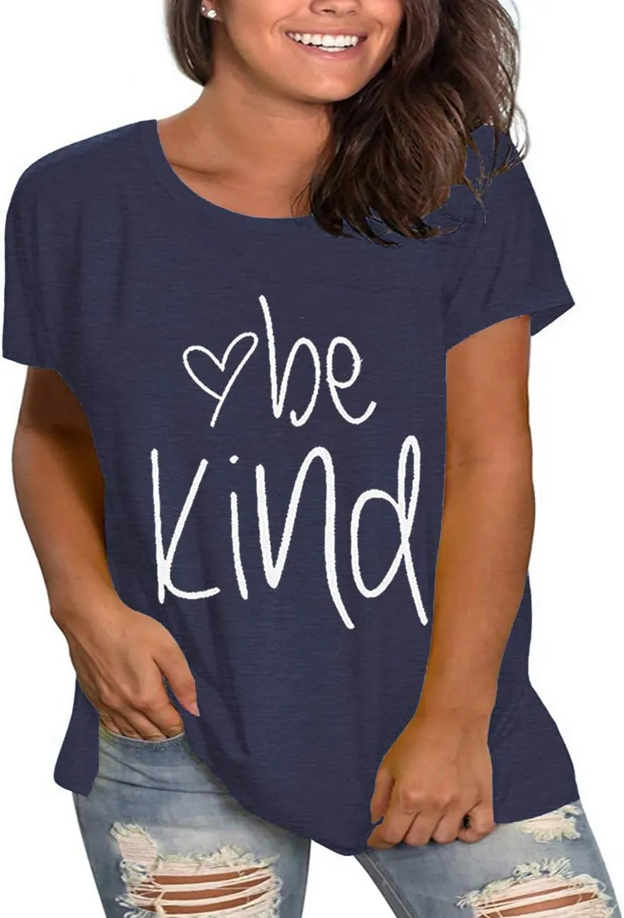 Plus Size Be Kind Shirts Womens Graphic Tees Tshirt Short Sleeve Summer Tunic Tops