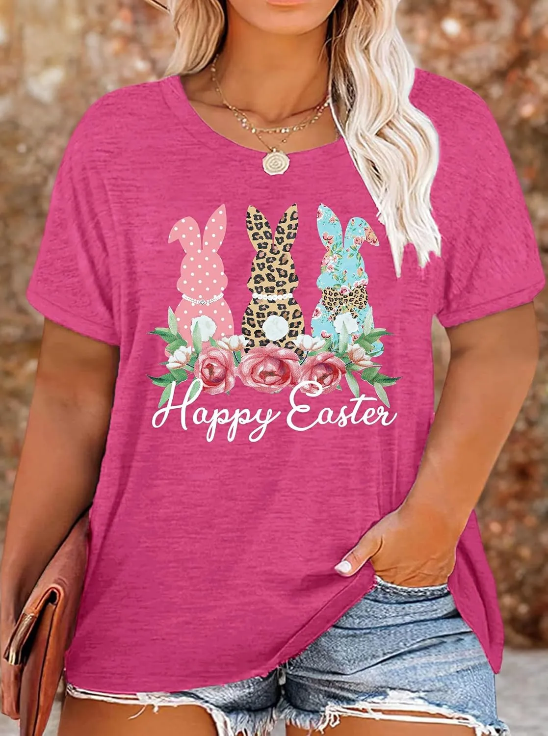 Plus Size Happy Easter Shirt for Women Funny Bunny Rabbit T Shirt Easter Holiday Tops Short Sleeve Tees