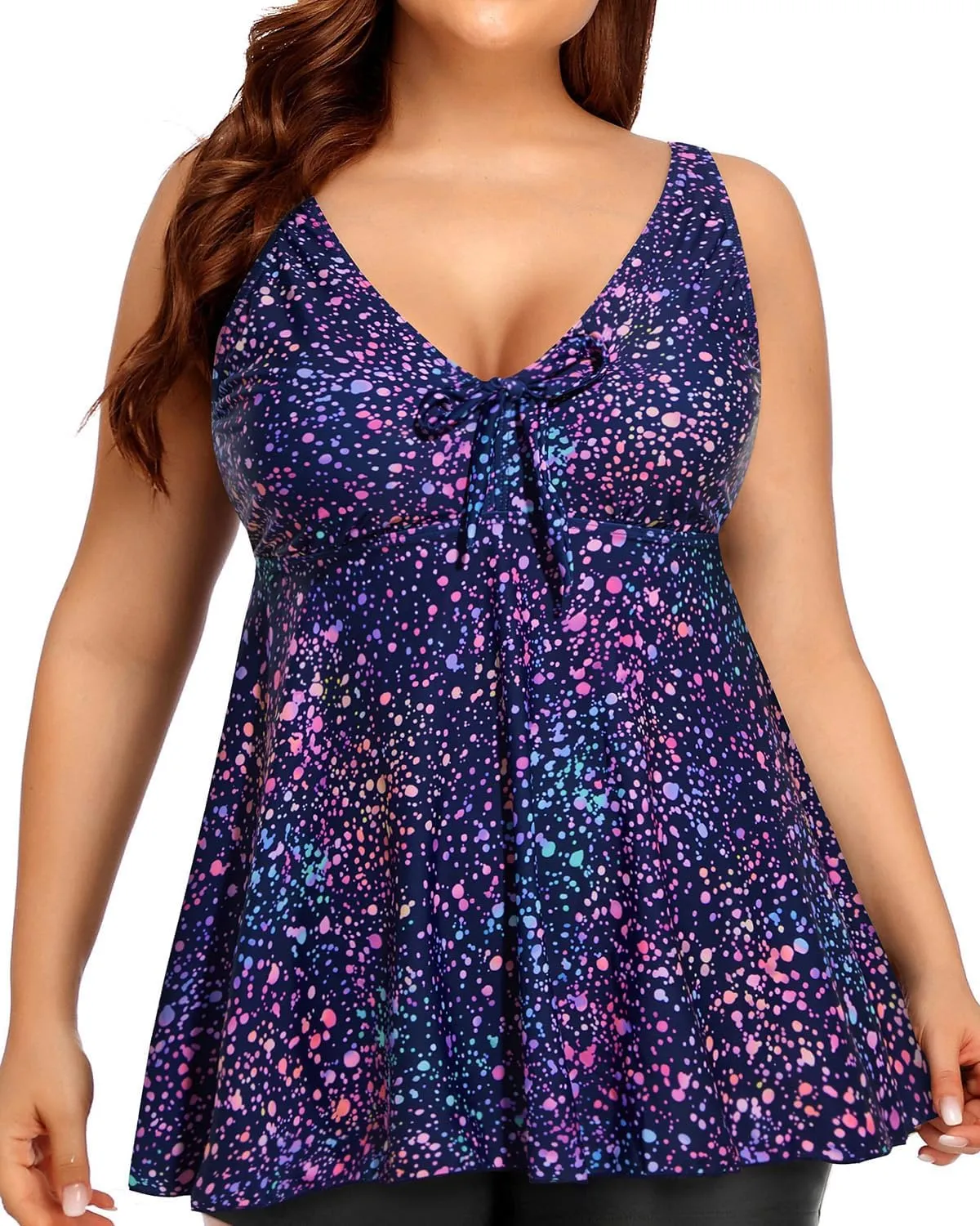 Plus Size Tankini Tops for Women Only - Flowy Bathing Suits Tops Modest Swimsuit No Bottom