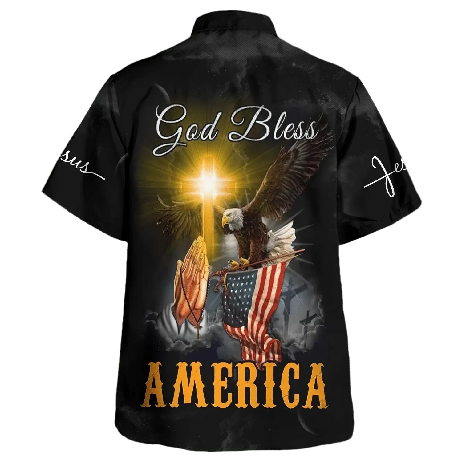 Praying Hands God Bless America Hawaiian Shirts For Men & Women - Christian Hawaiian Shirt - Hawaiian Summer Shirts