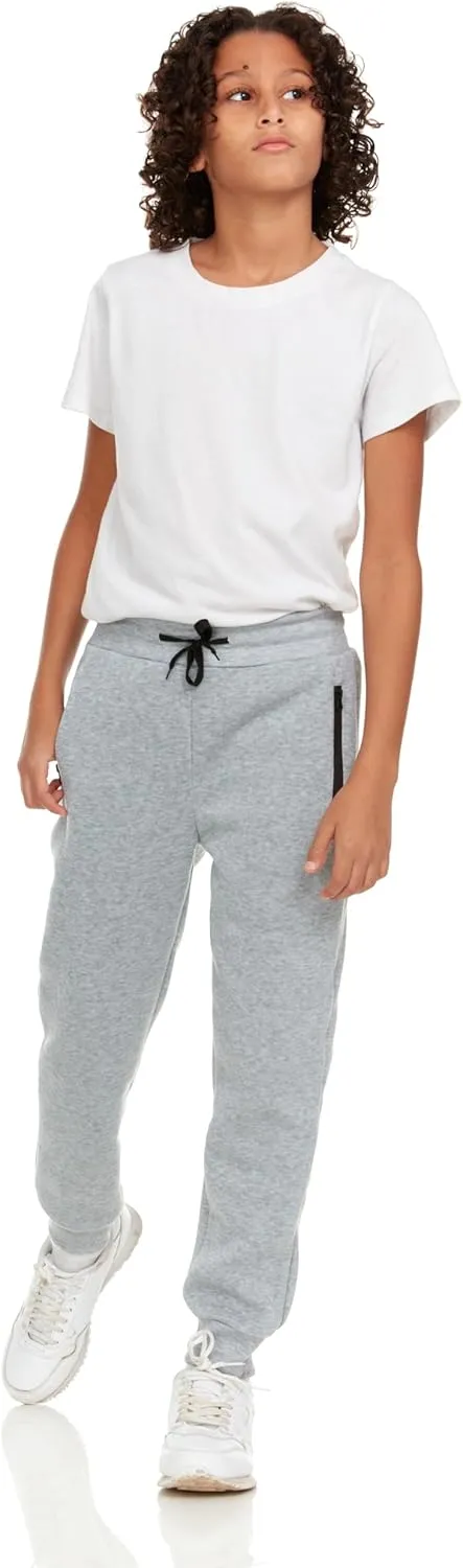 PURE CHAMP 3Pk Boys Sweatpants Fleece Athletic Workout Kids Clothes Boys Joggers with Zipper Pocket and Drawstring Size 4-20
