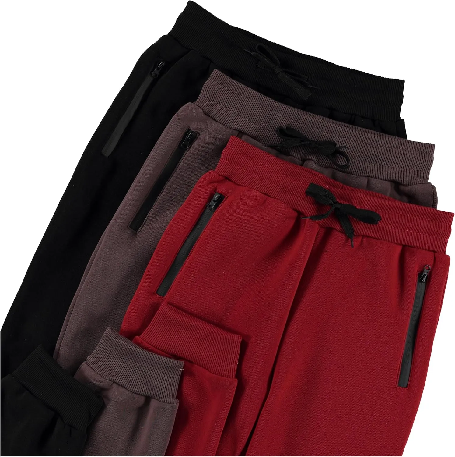 PURE CHAMP 3Pk Boys Sweatpants Fleece Athletic Workout Kids Clothes Boys Joggers with Zipper Pocket and Drawstring Size 4-20