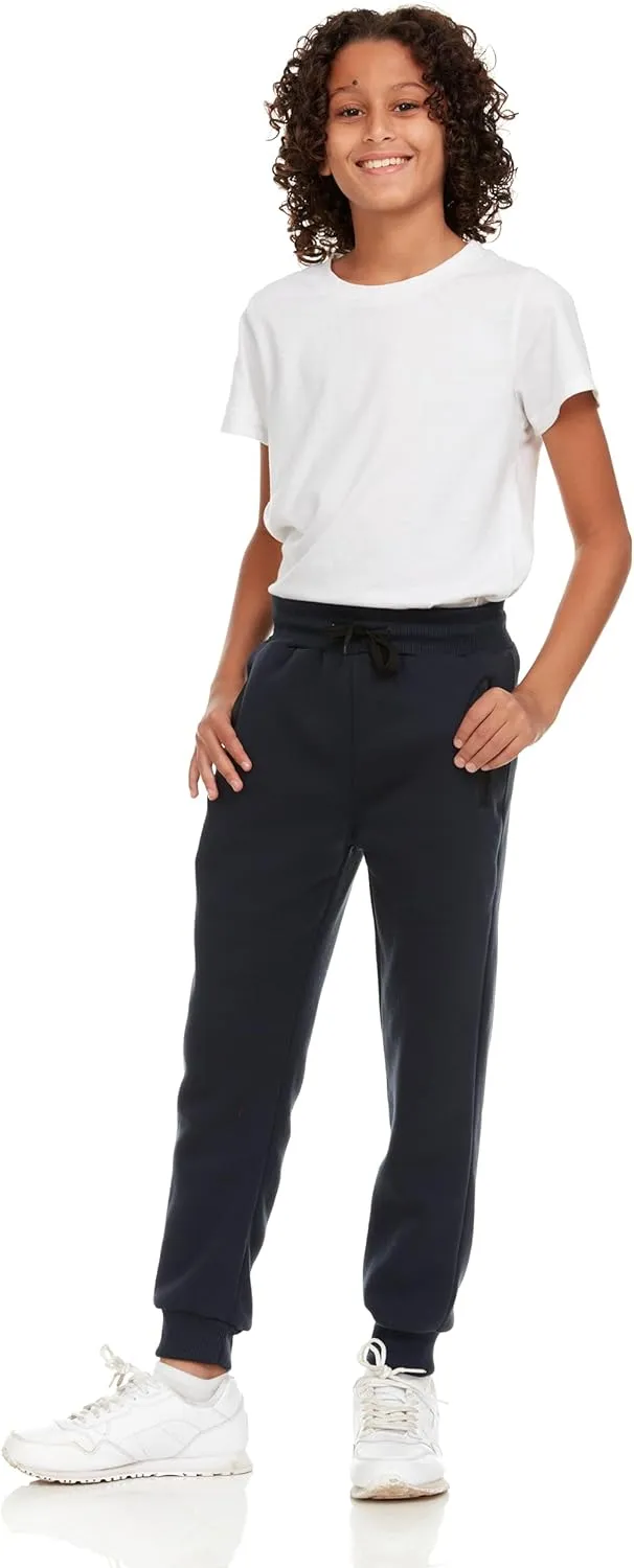 PURE CHAMP 3Pk Boys Sweatpants Fleece Athletic Workout Kids Clothes Boys Joggers with Zipper Pocket and Drawstring Size 4-20