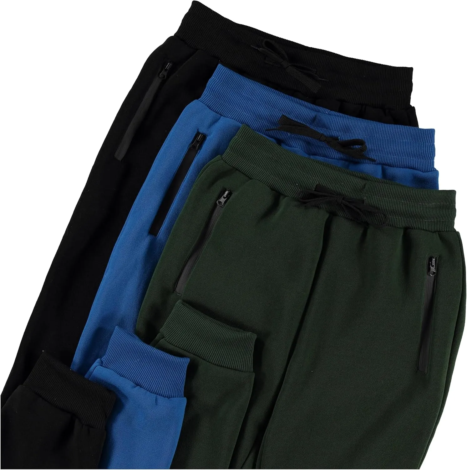 PURE CHAMP 3Pk Boys Sweatpants Fleece Athletic Workout Kids Clothes Boys Joggers with Zipper Pocket and Drawstring Size 4-20