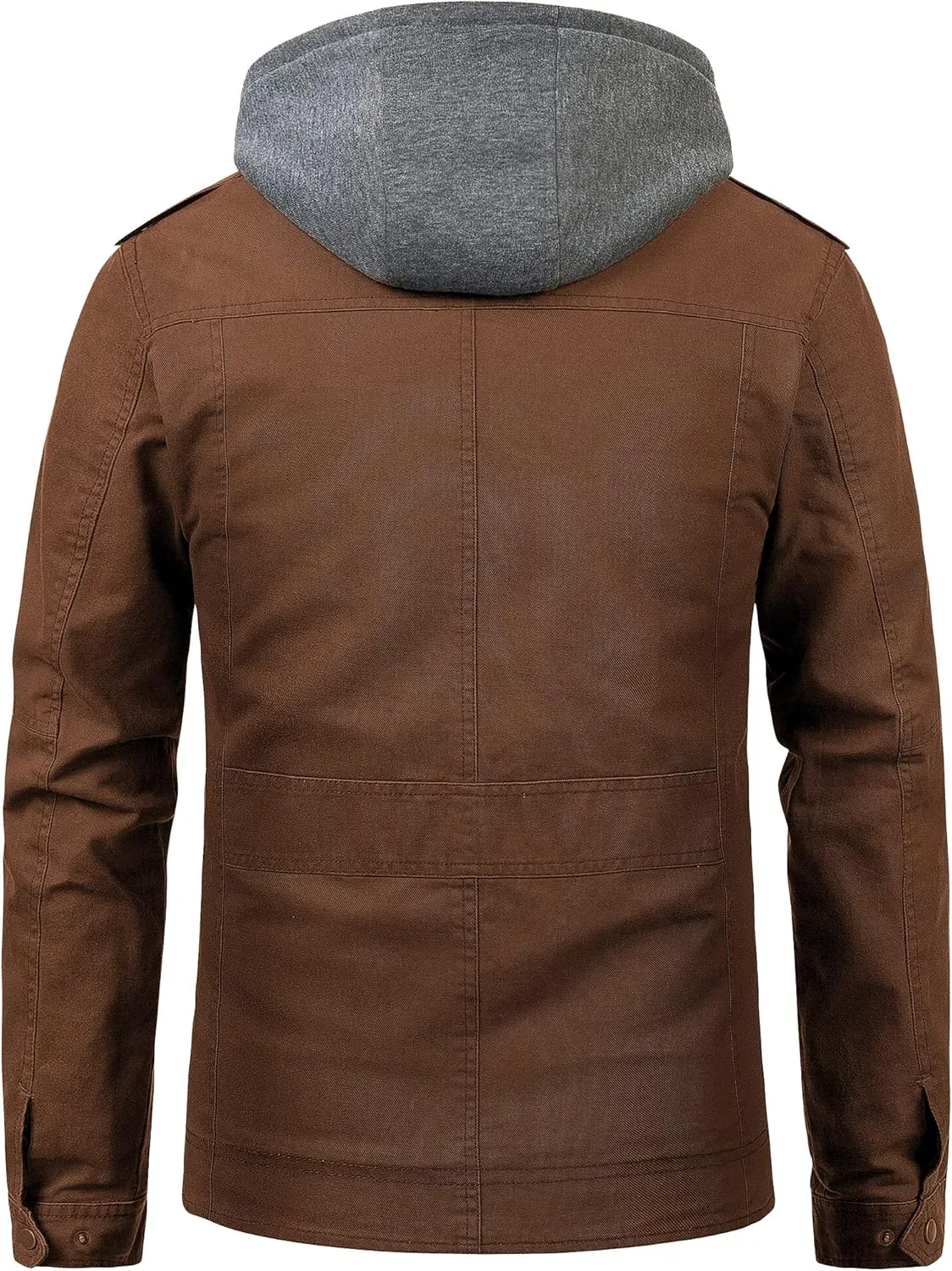 Pursky Men's Military Jacket Casual Washed Cotton Hooded Canvas Coat Fall Coat