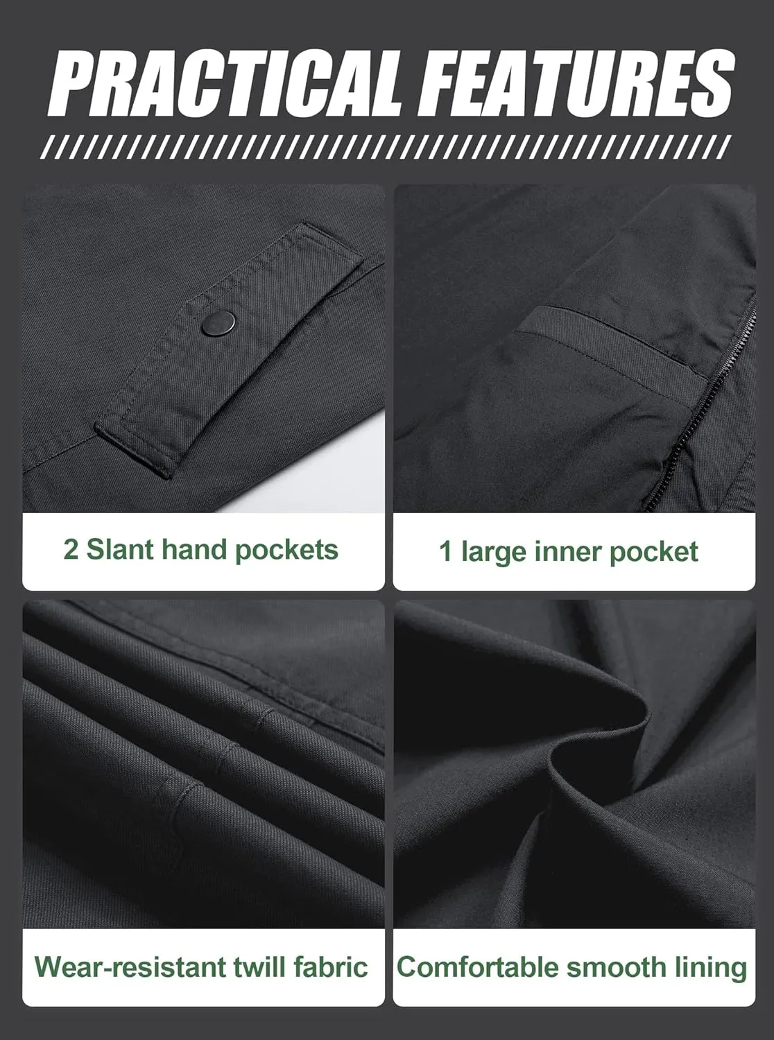 Pursky Men's Military Jacket Casual Washed Cotton Hooded Canvas Coat Fall Coat
